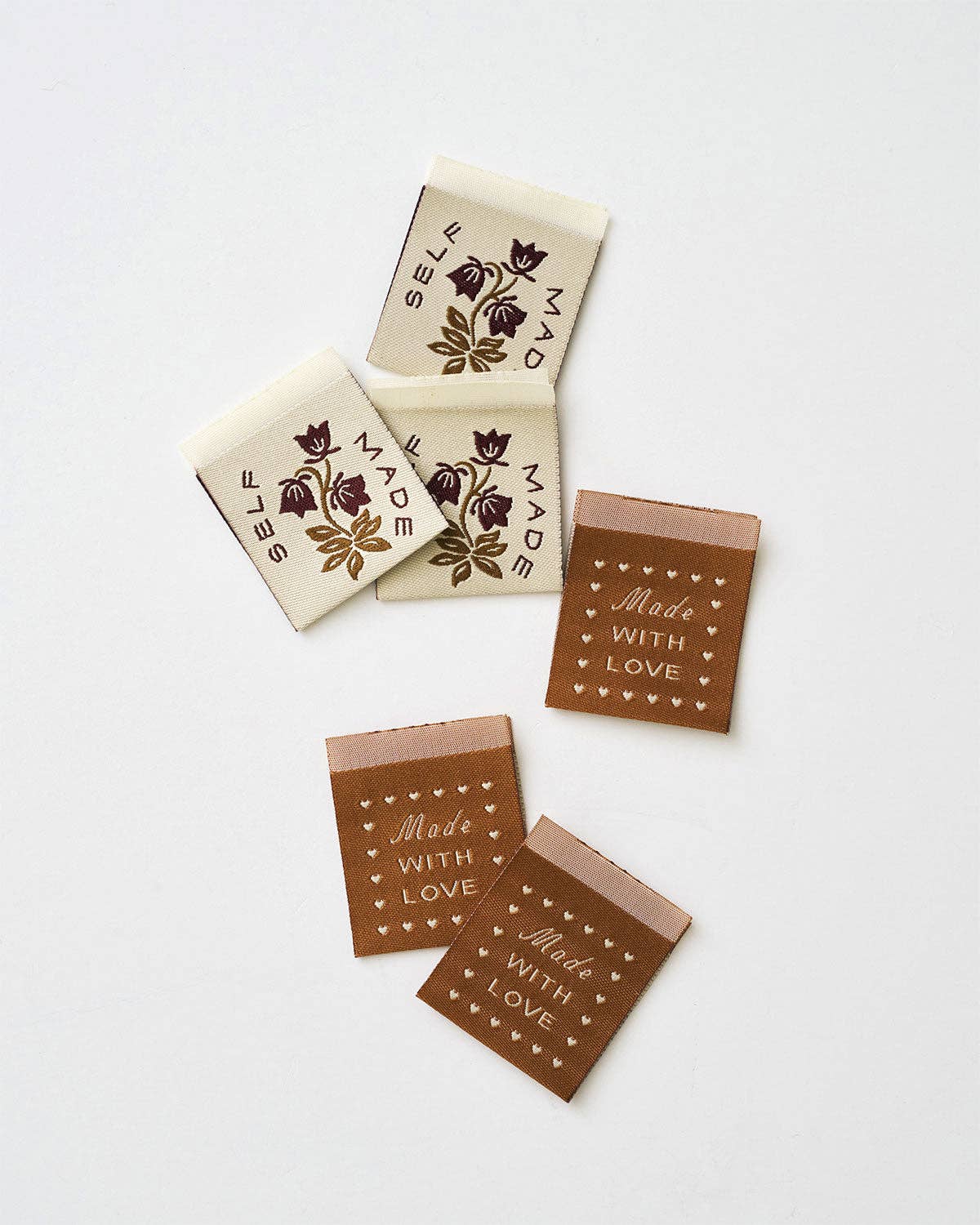 Self Made Botanical Ginger Woven Garment Labels: Multi Set of 6