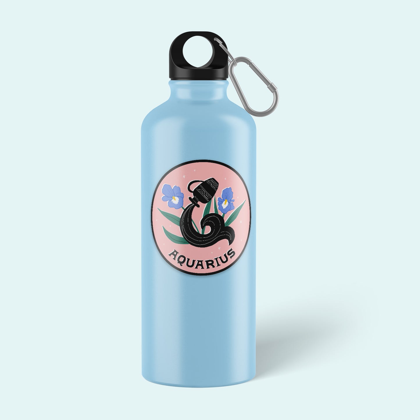 Aquarius zodiac sticker featuring a unique water bearer design in cool colors, embodying innovation and humanitarianism
