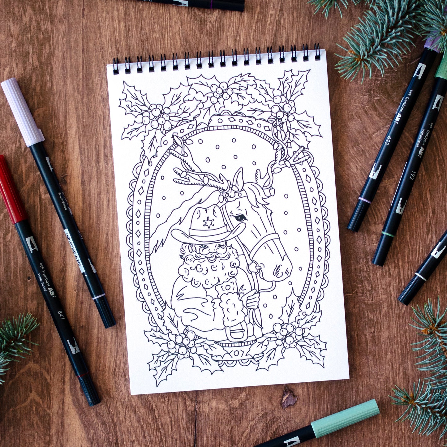 Antiquaria Cowboy Christmas Premium Coloring Book
