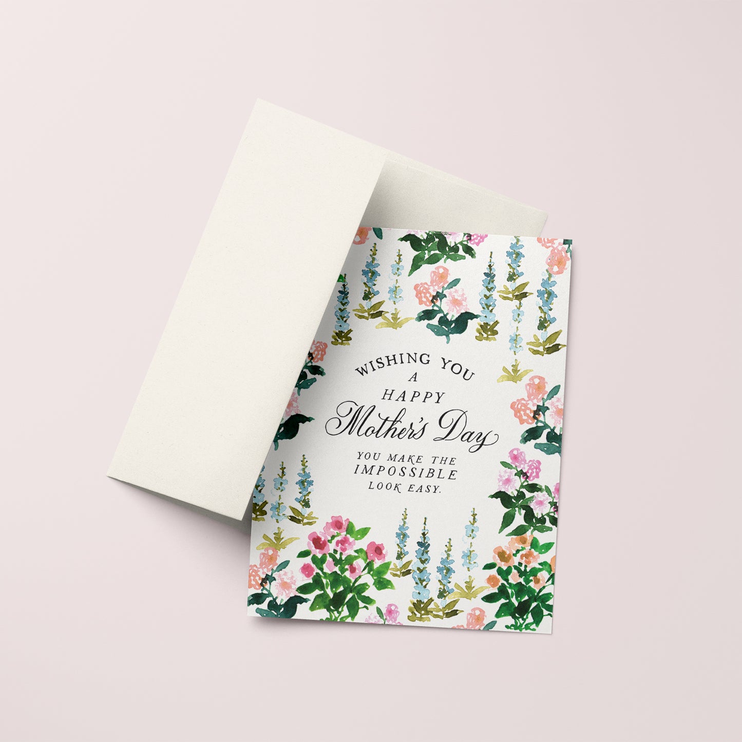 Spring Garden Mother's Day card with a colorful garden scene, ideal for celebrating moms who love spring blooms.