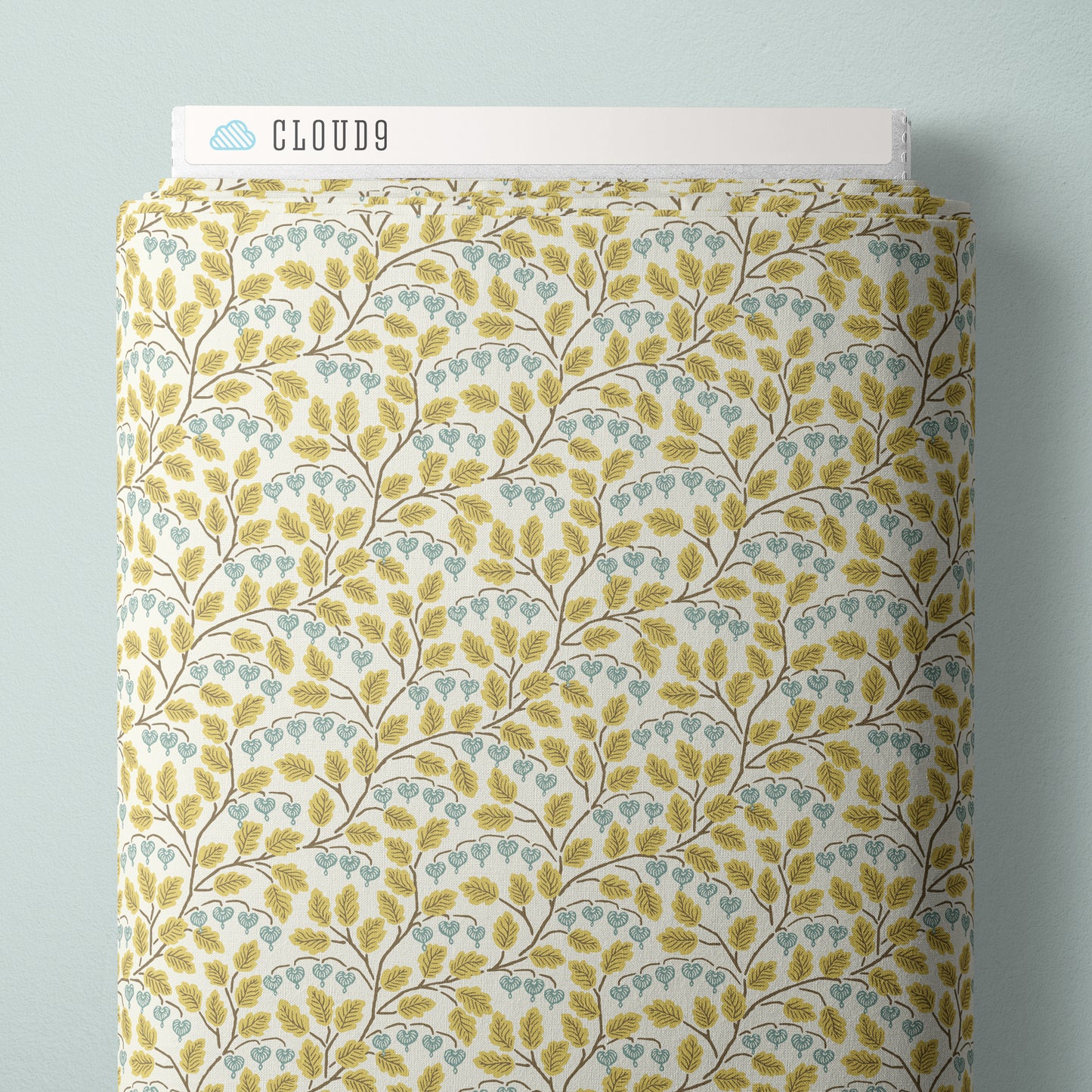 Cloud9 Bleeding Heart- Ochre and Turquoise- Quilting Cotton Fabric