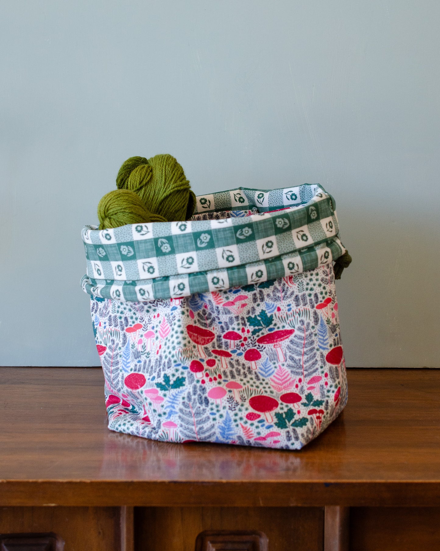 Gather Bag Drawstring Project Bag | Handmade Knitting & Sewing Project Bag, Forest Path