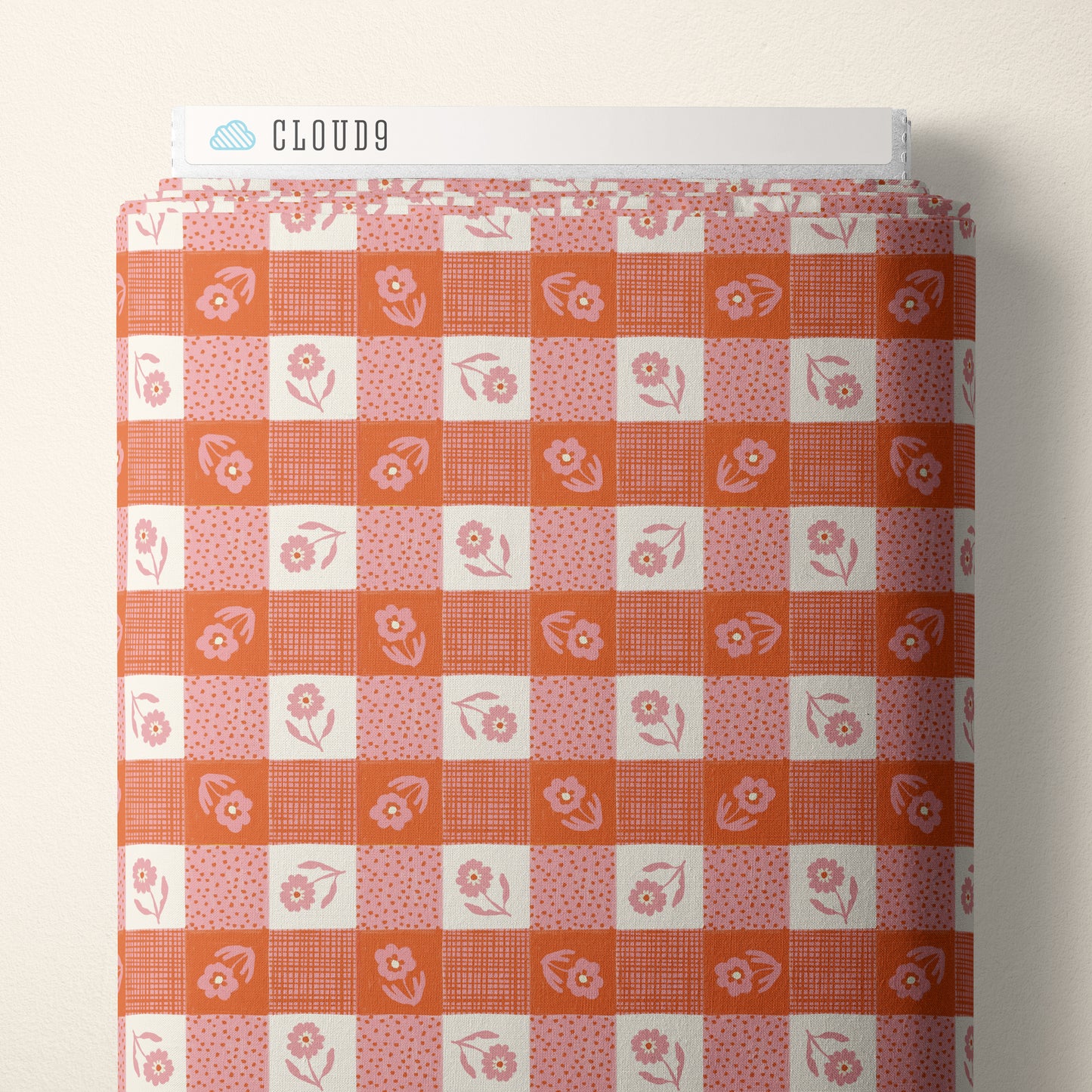 Cloud9 Gingham- Pink and Orange- Quilting Cotton Fabric