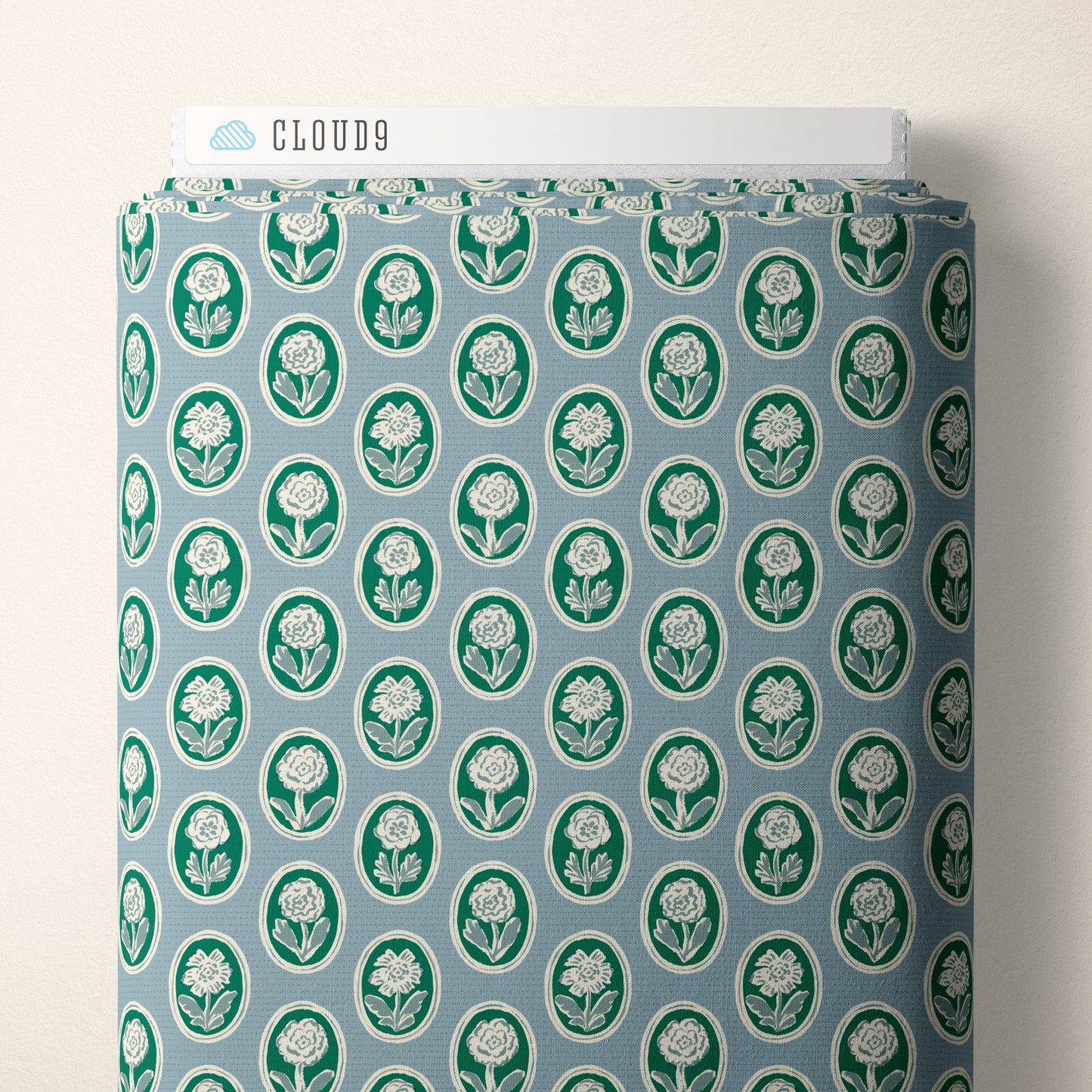 Cloud9 Pressed Flowers- Blue and Green- Quilting Cotton Fabric