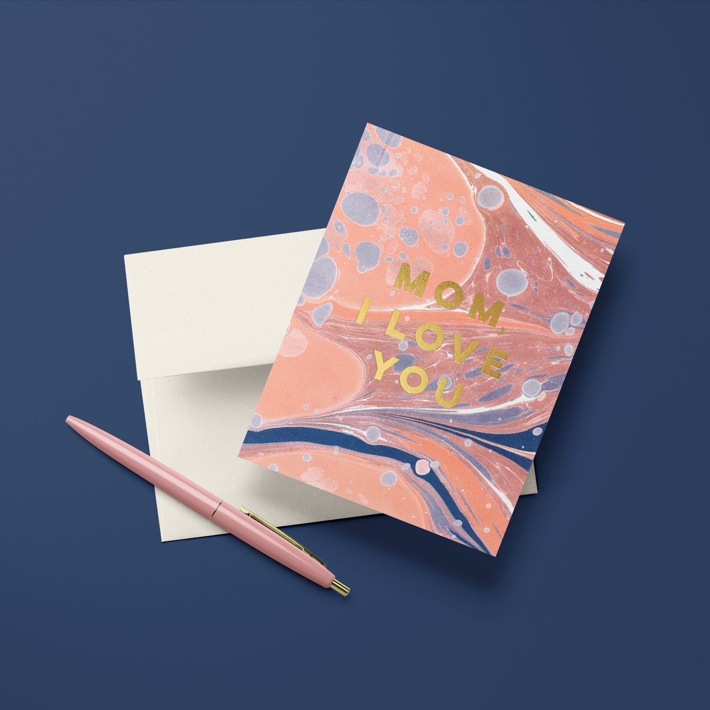Marble Love You Mom card featuring a sophisticated marble design, perfect for telling moms they are loved.