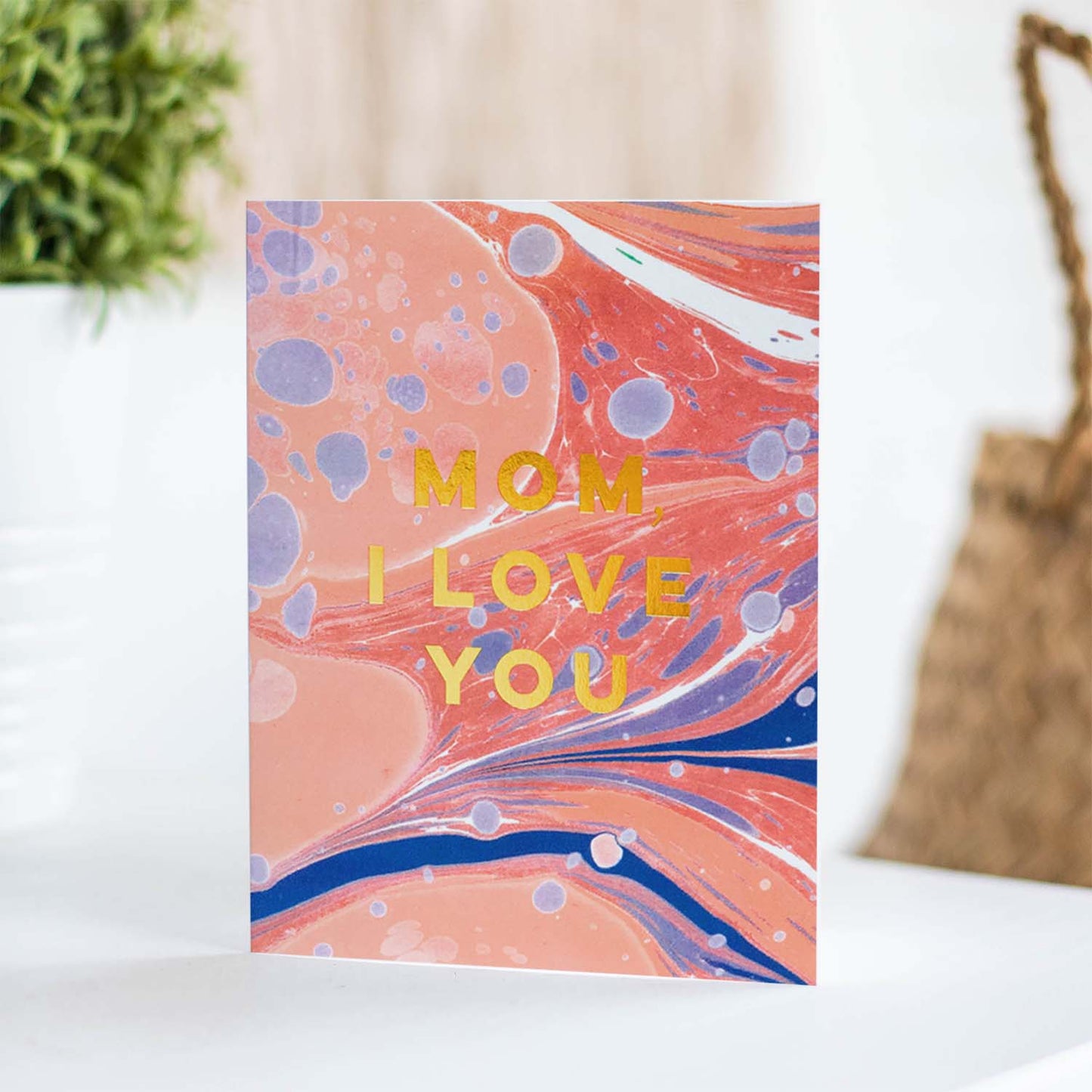 Marble Love You Mom card featuring a sophisticated marble design, perfect for telling moms they are loved.