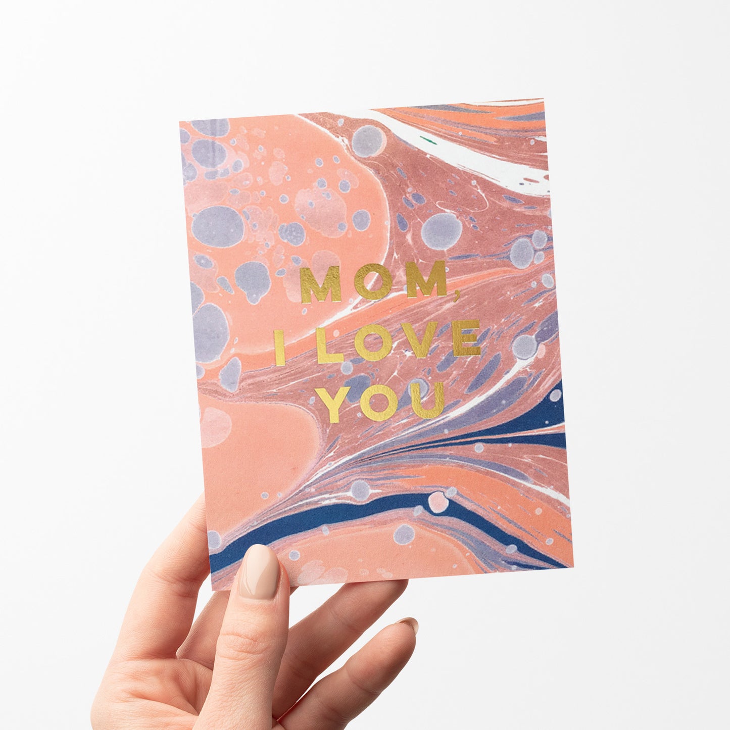 Marble Love You Mom card featuring a sophisticated marble design, perfect for telling moms they are loved.