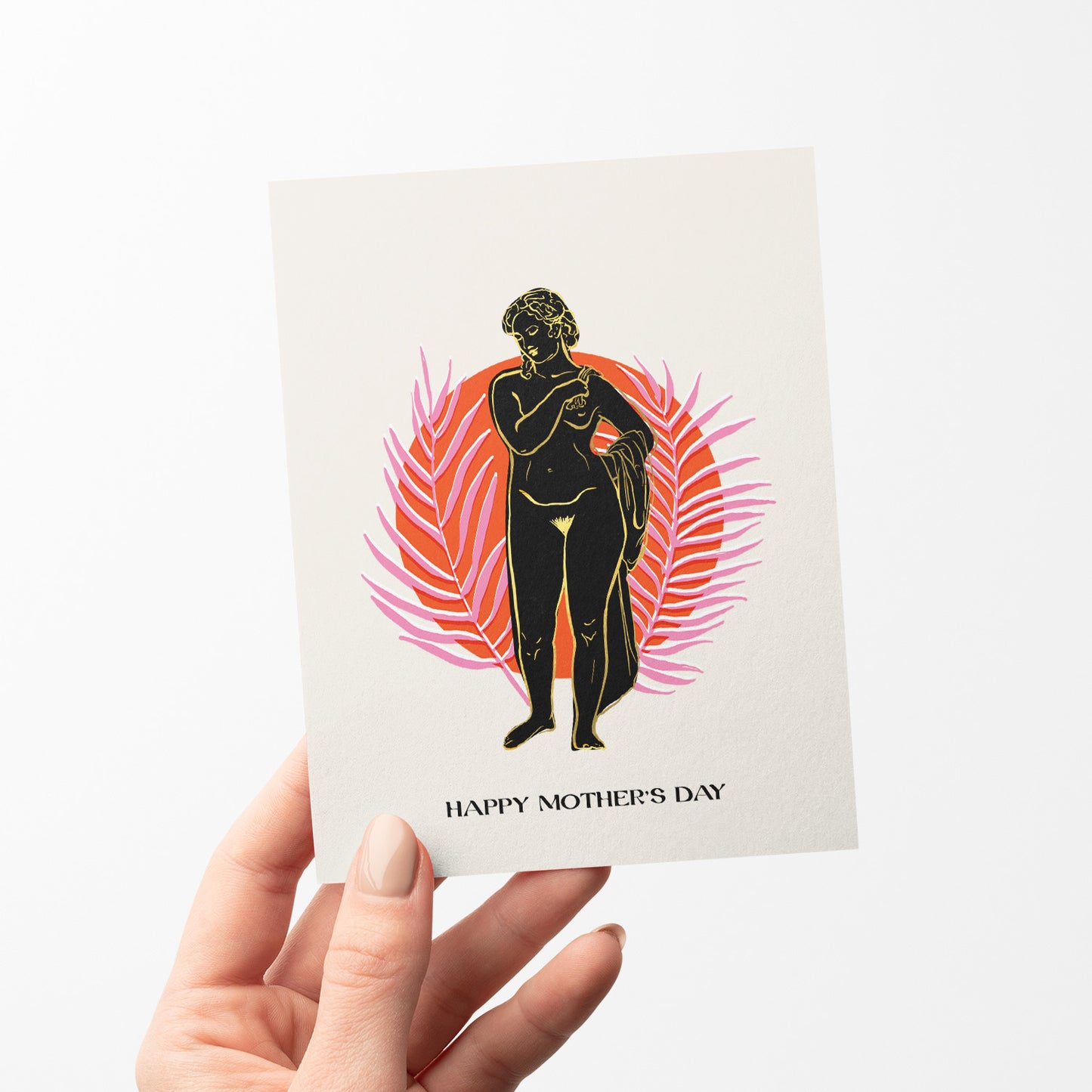 Grecian Mother's Day card featuring classic Greek statue, ideal for celebrating moms with a love for history and elegance