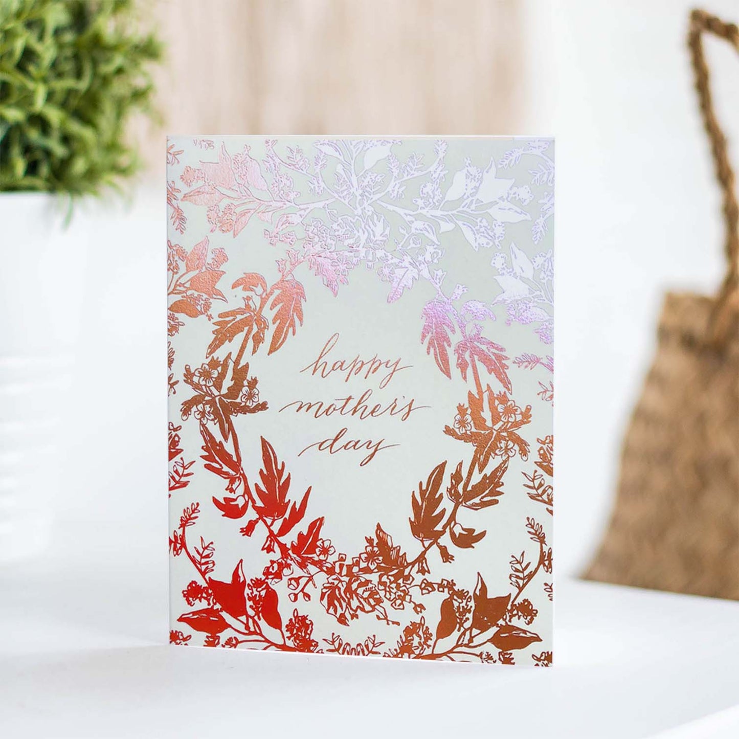 Rosegold Mother's Day card featuring a botanical rosegold pattern, perfect for honoring moms with a touch of elegance.