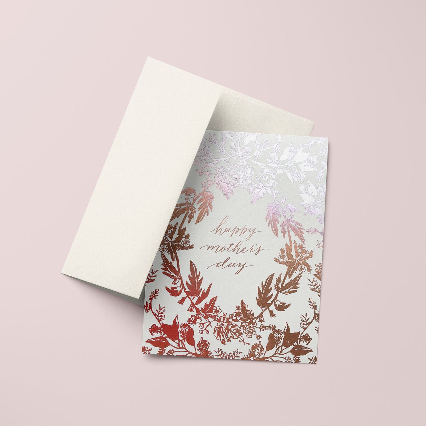 Rosegold Mother's Day card featuring a botanical rosegold pattern, perfect for honoring moms with a touch of elegance.