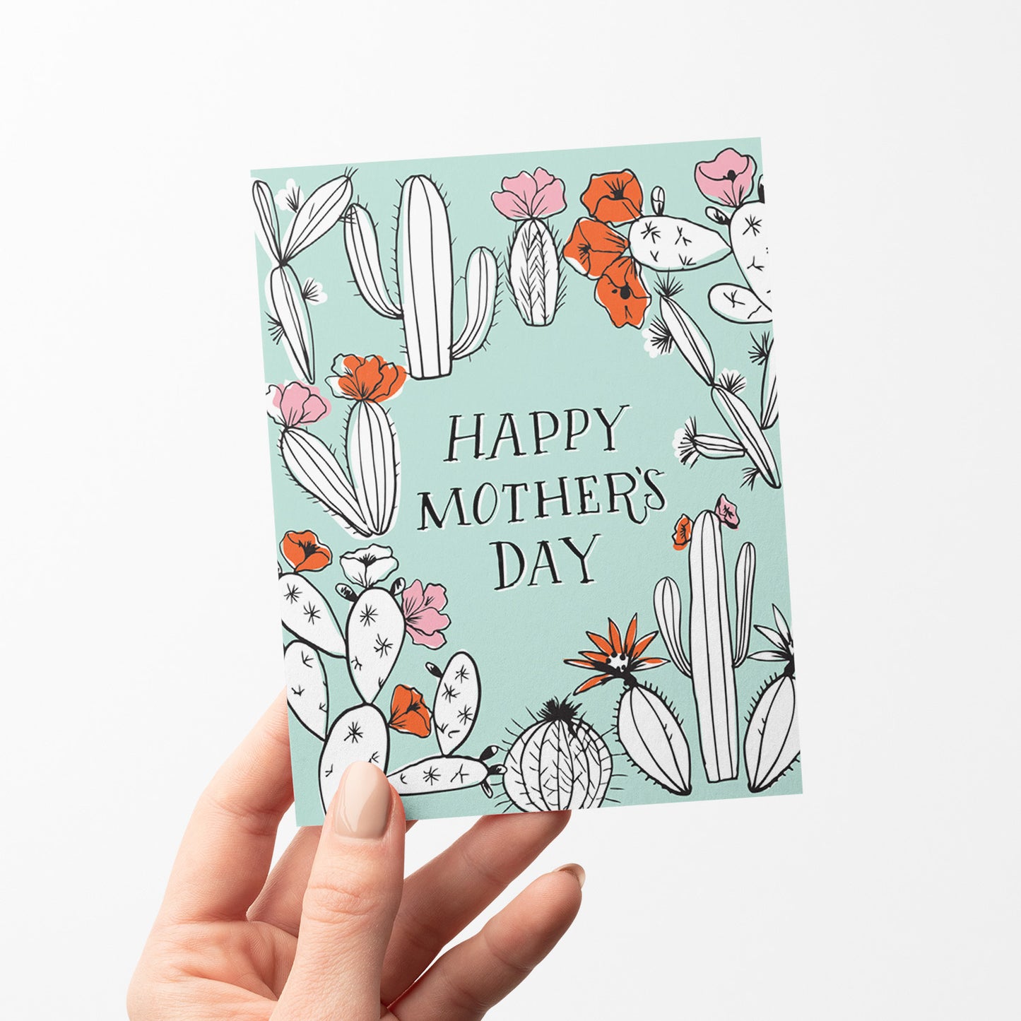 Cactus Toile Mother's Day card with an elegant desert theme, ideal for moms with a love for the Southwest.