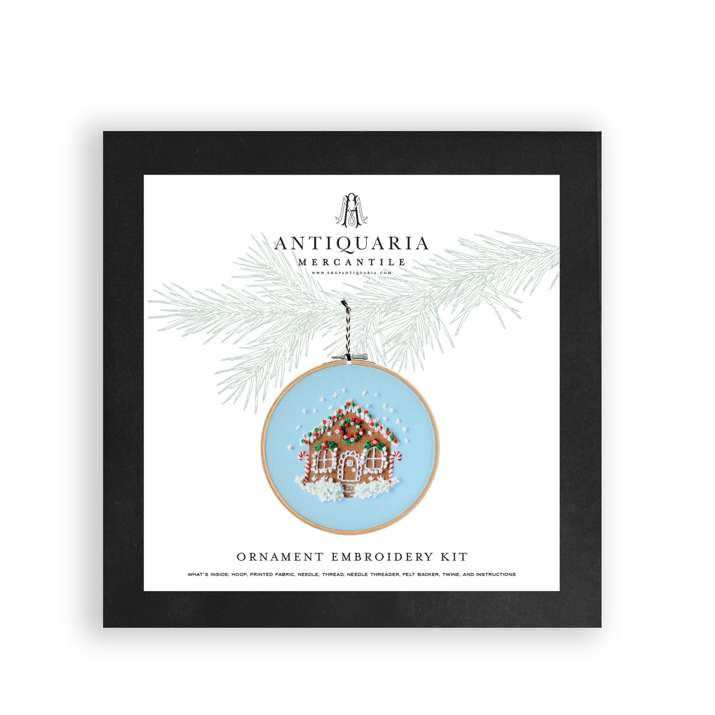 Antiquaria Hand Embroidered Ornament Kit, Gingerbread House