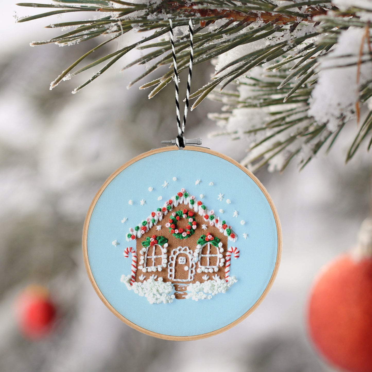 Antiquaria Hand Embroidered Ornament Kit, Gingerbread House