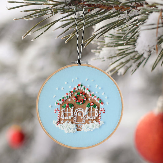 Antiquaria Hand Embroidered Ornament Kit, Gingerbread House