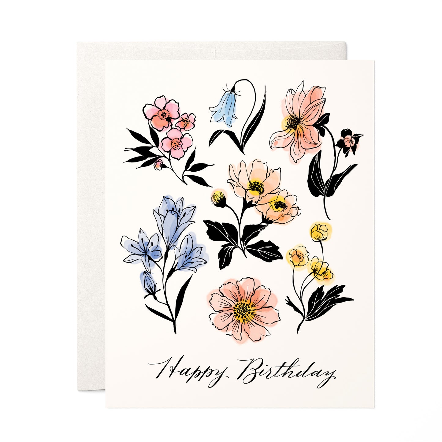 Elegant birthday card featuring traditional Scottish floral designs with watercolor florals, ideal for a nature lover's celebration