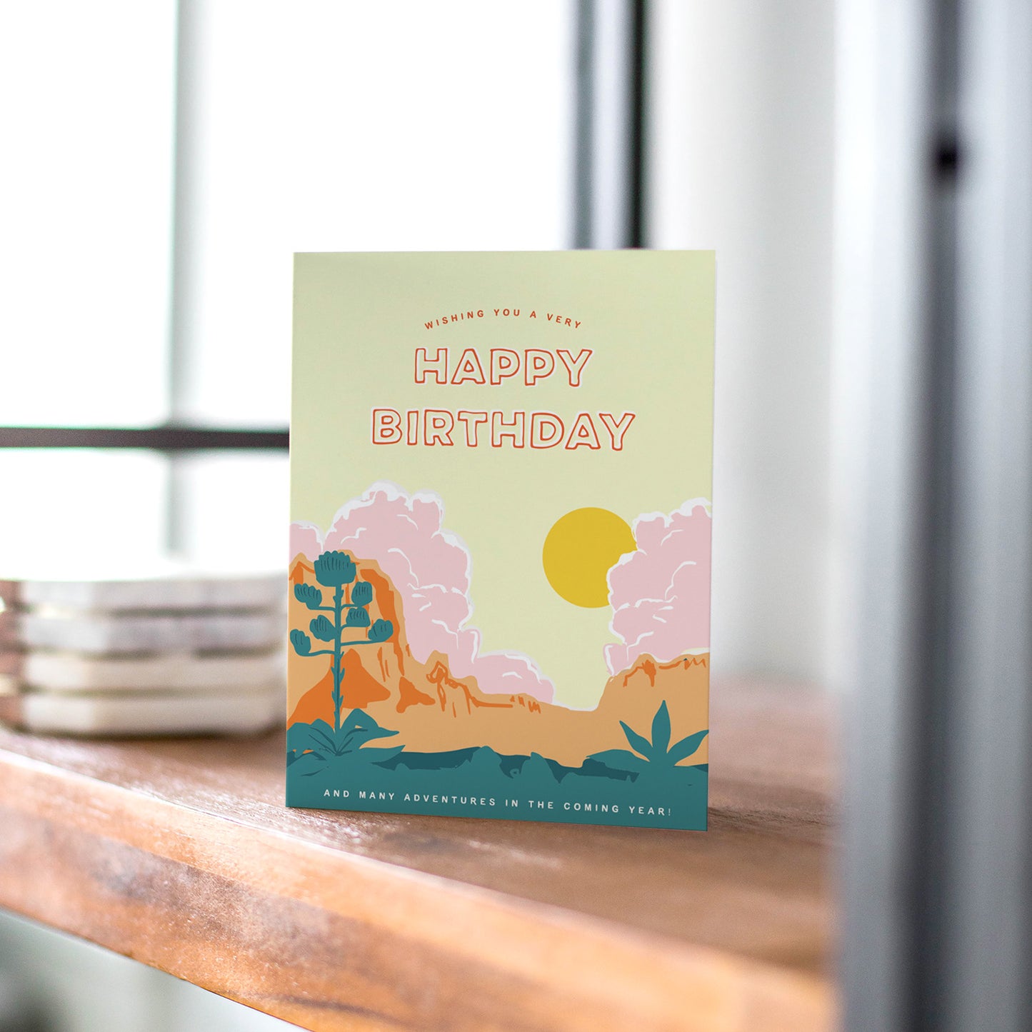 Scenic birthday card depicting the majestic landscapes of Big Bend National Park, featuring rugged mountains and vibrant desert flora.