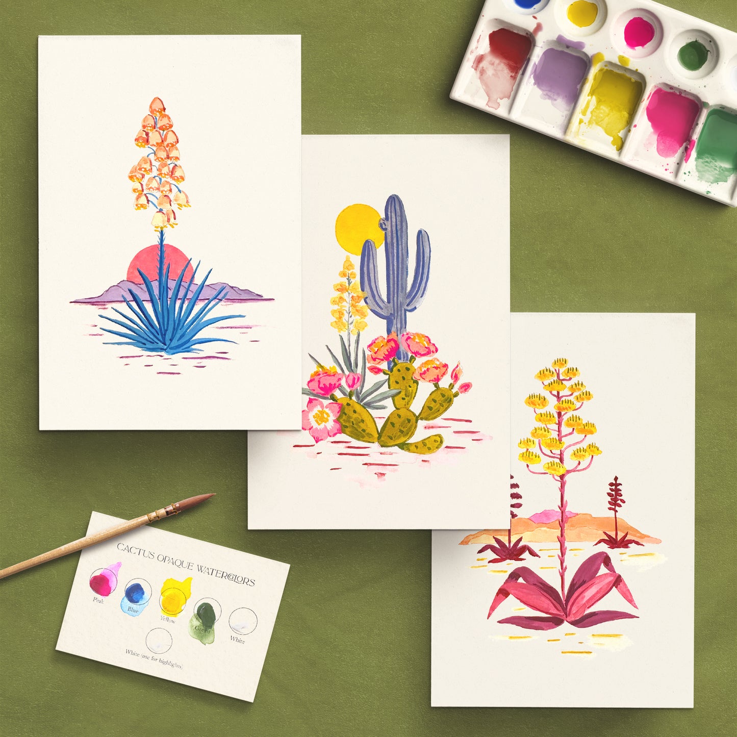 Antiquaria Watercolor Painting Kit: Cactus
