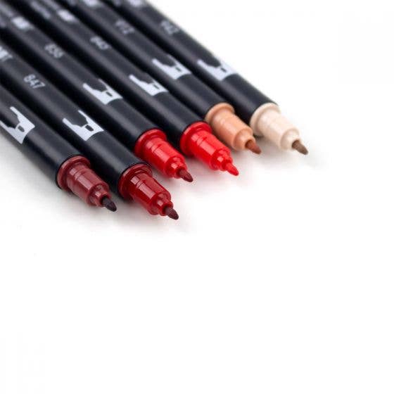 Dual Brush Pen 6 Color Set Red Blendables