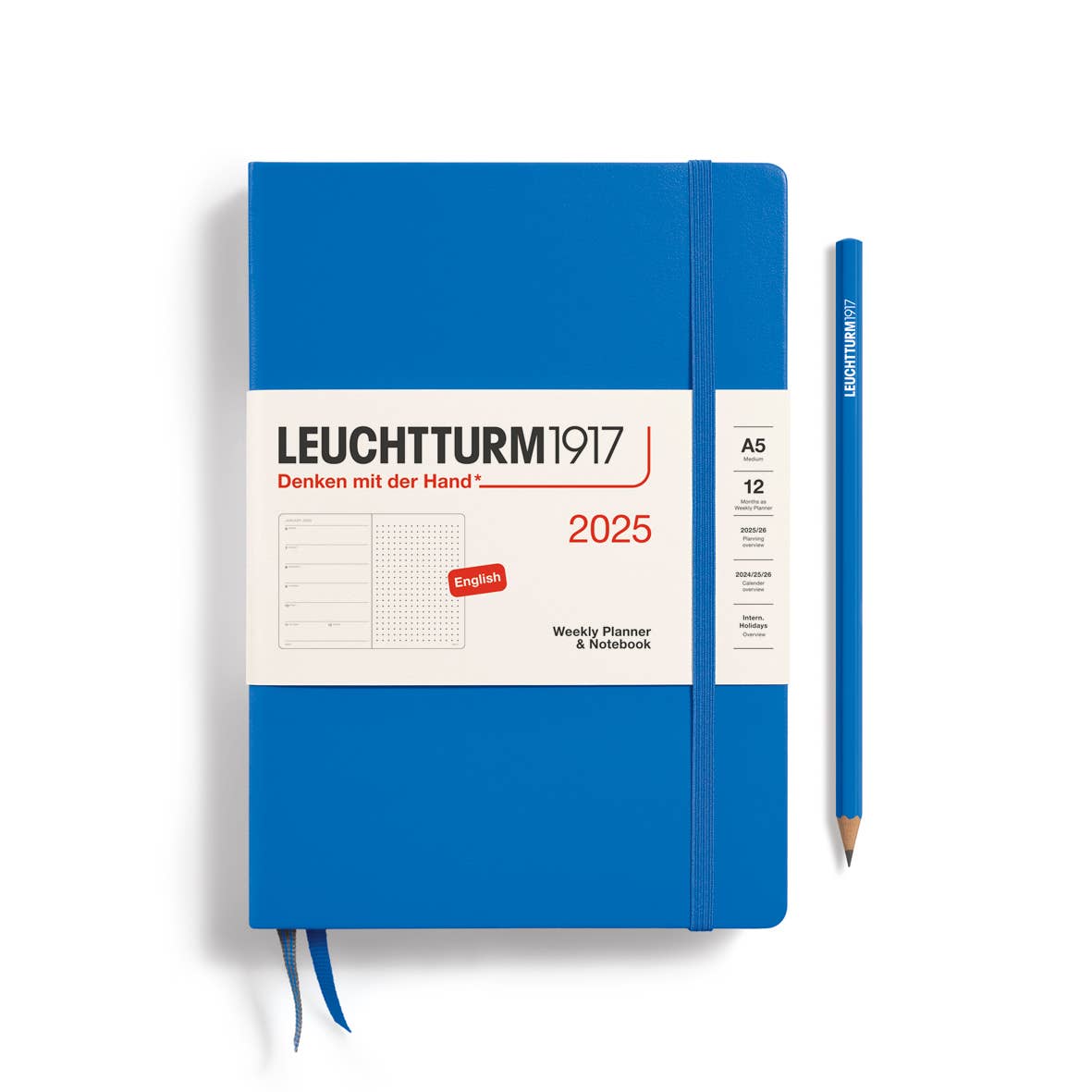 Weekly Planner & Notebook Dotted 2025: Sky / A5