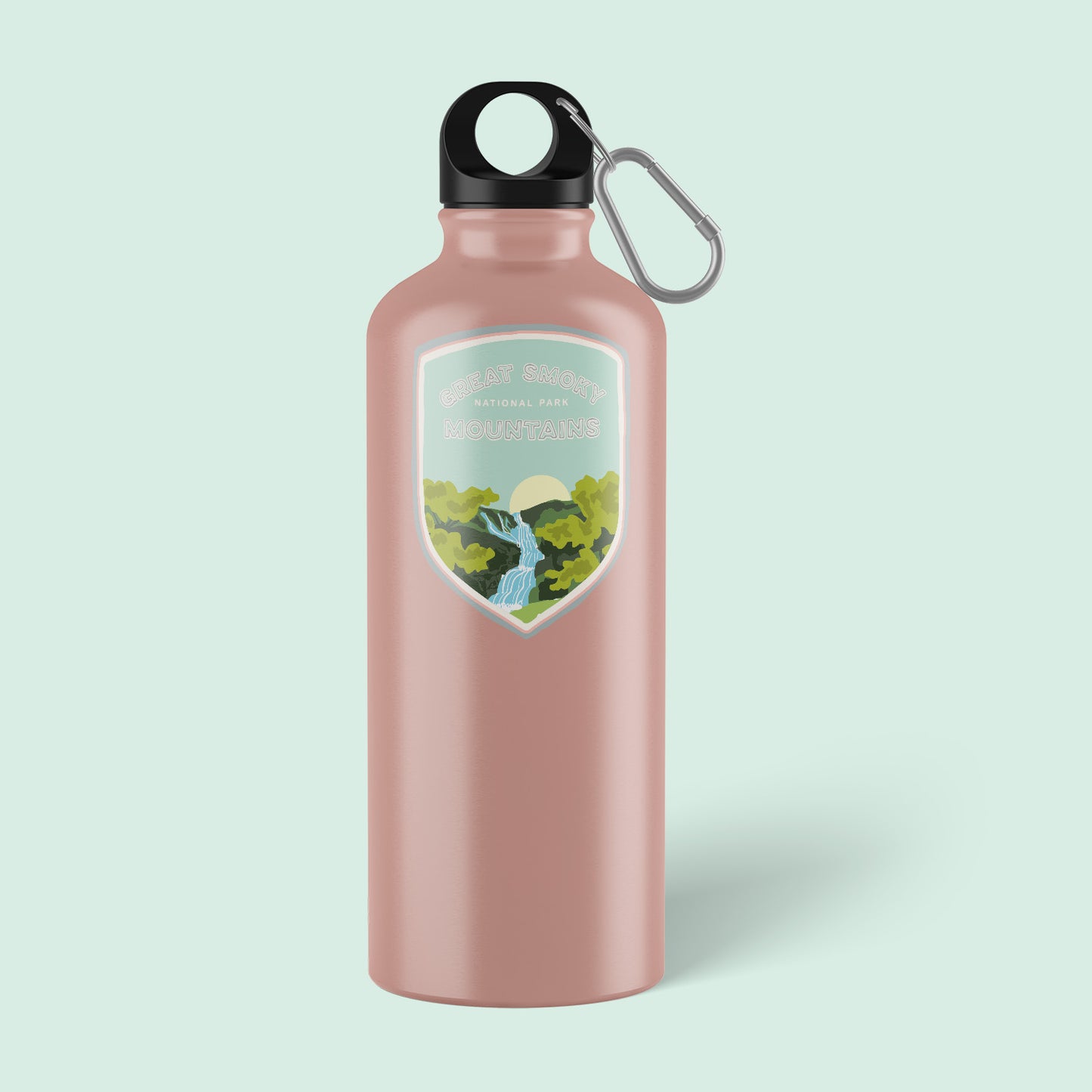 A Great Smoky National Park sticker featuring iconic forest landscape including waterfall, perfect for outdoor enthusiasts and nature lovers.