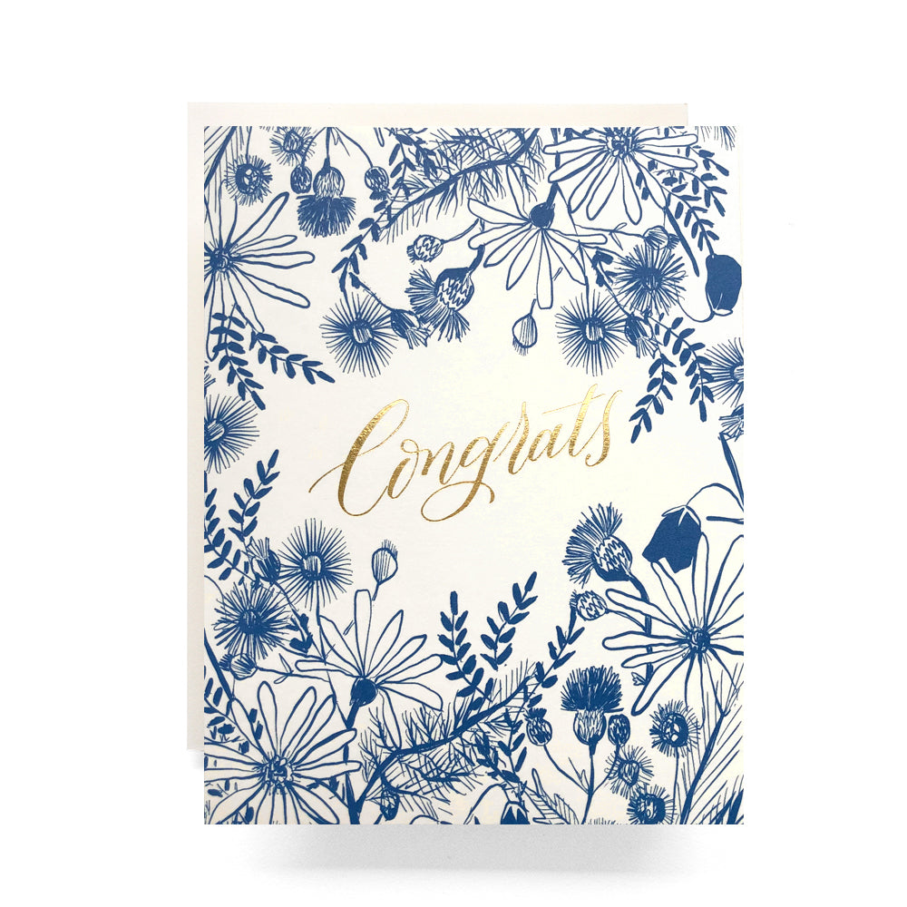 Meadow Congrats card with botanical field flowers, great for congratulating someone on their achievements