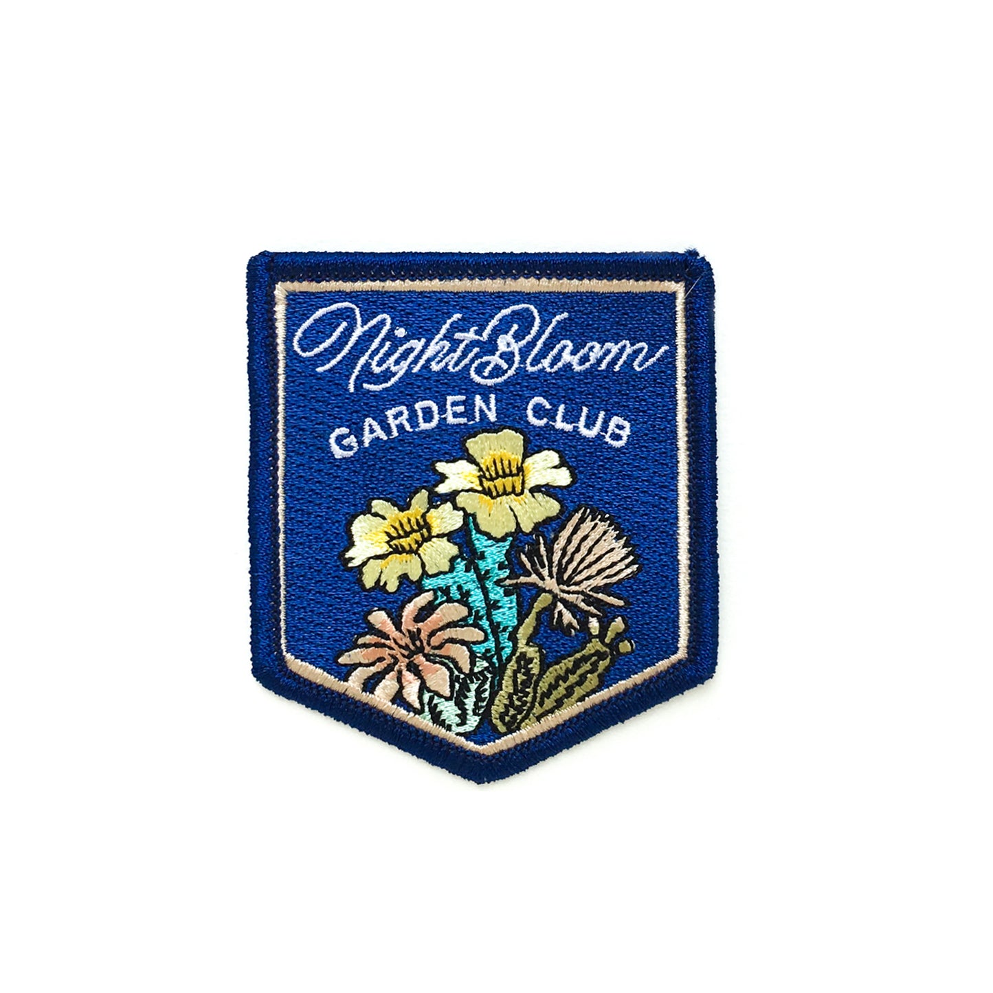 Colorful night blooms garden club floral embroidered iron-on patch, perfect for jackets, bags, or hats.