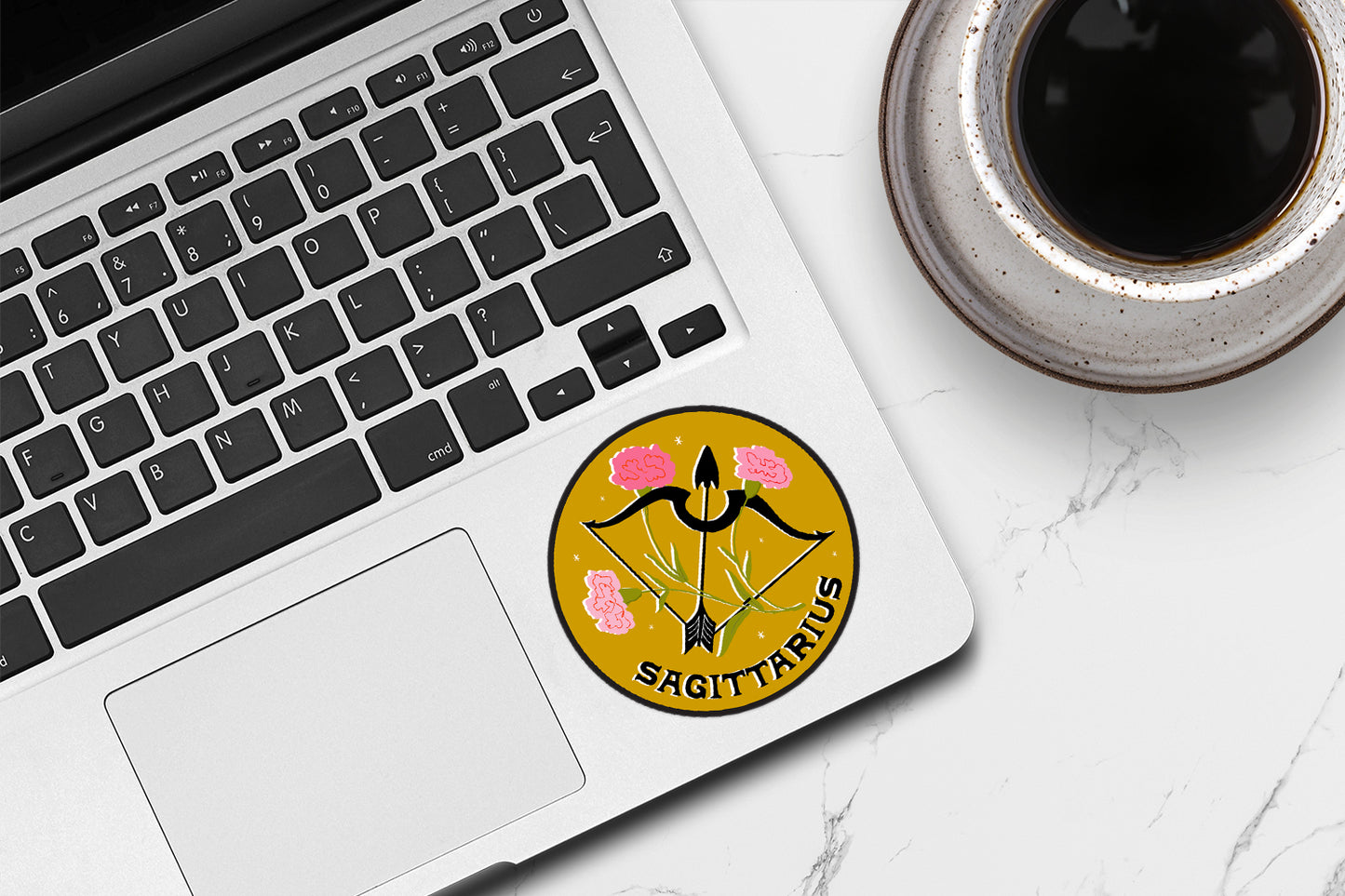 Sagittarius zodiac sticker with an adventurous archer graphic in vibrant colors, symbolizing exploration and freedom.