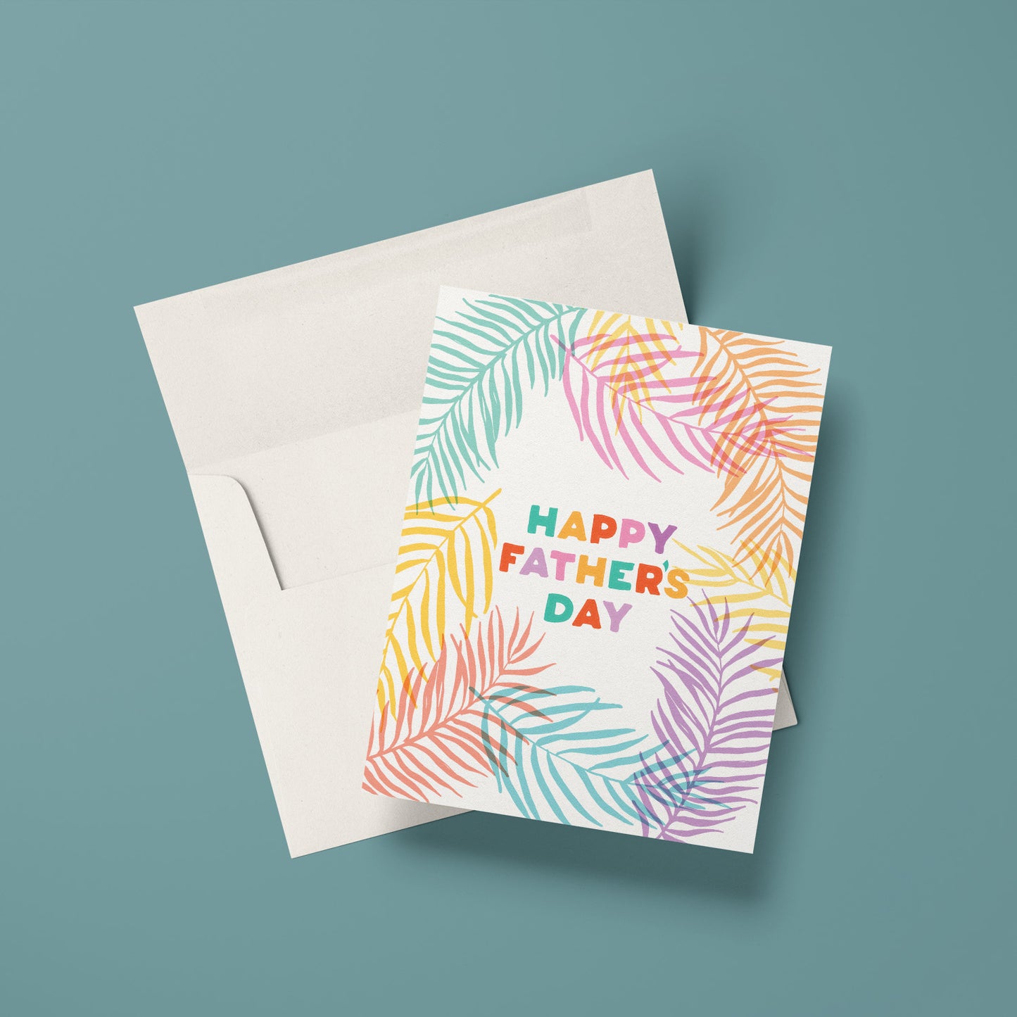Tropical Father's Day card featuring colorful tropical plants, ideal for dads who enjoy island vibes and warm destinations.