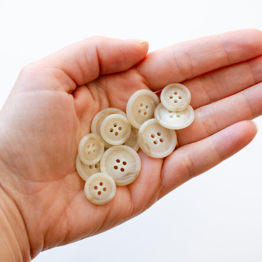 Cream “Trihorn” Jacket Buttons – Matte Center, Polished Rim