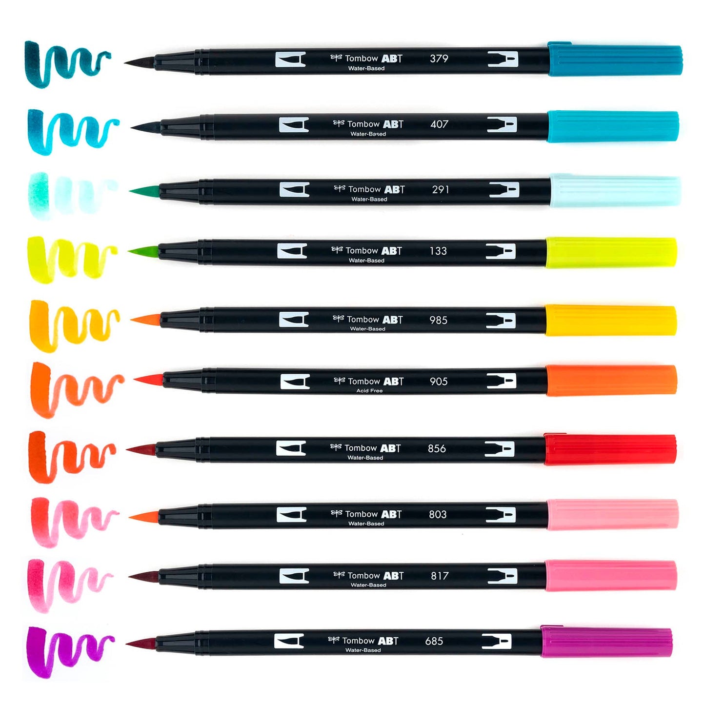 Dual Brush Pen, Tropical, 10-Pack +Free Fudenosuke