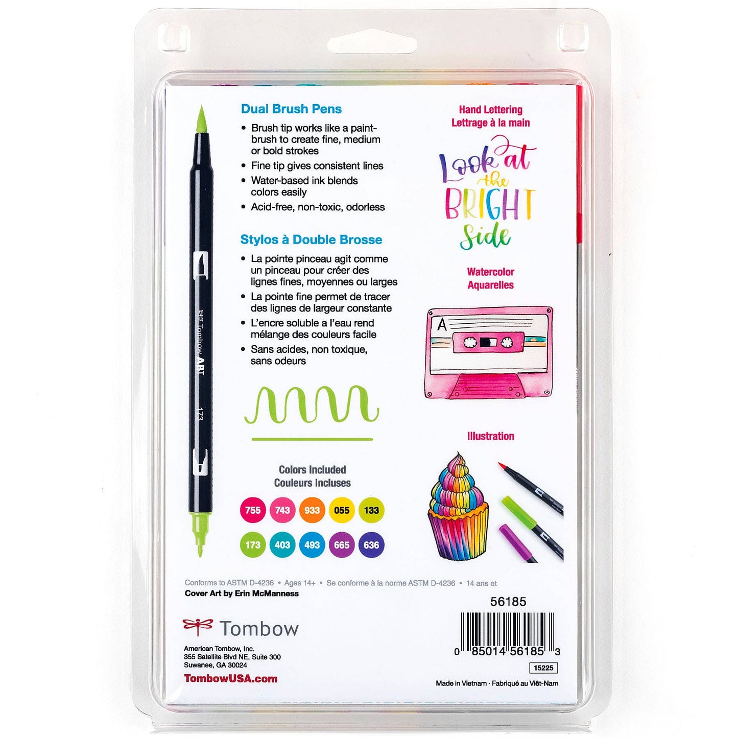 Dual Brush Pen Art Markers: Bright - 10-Pack