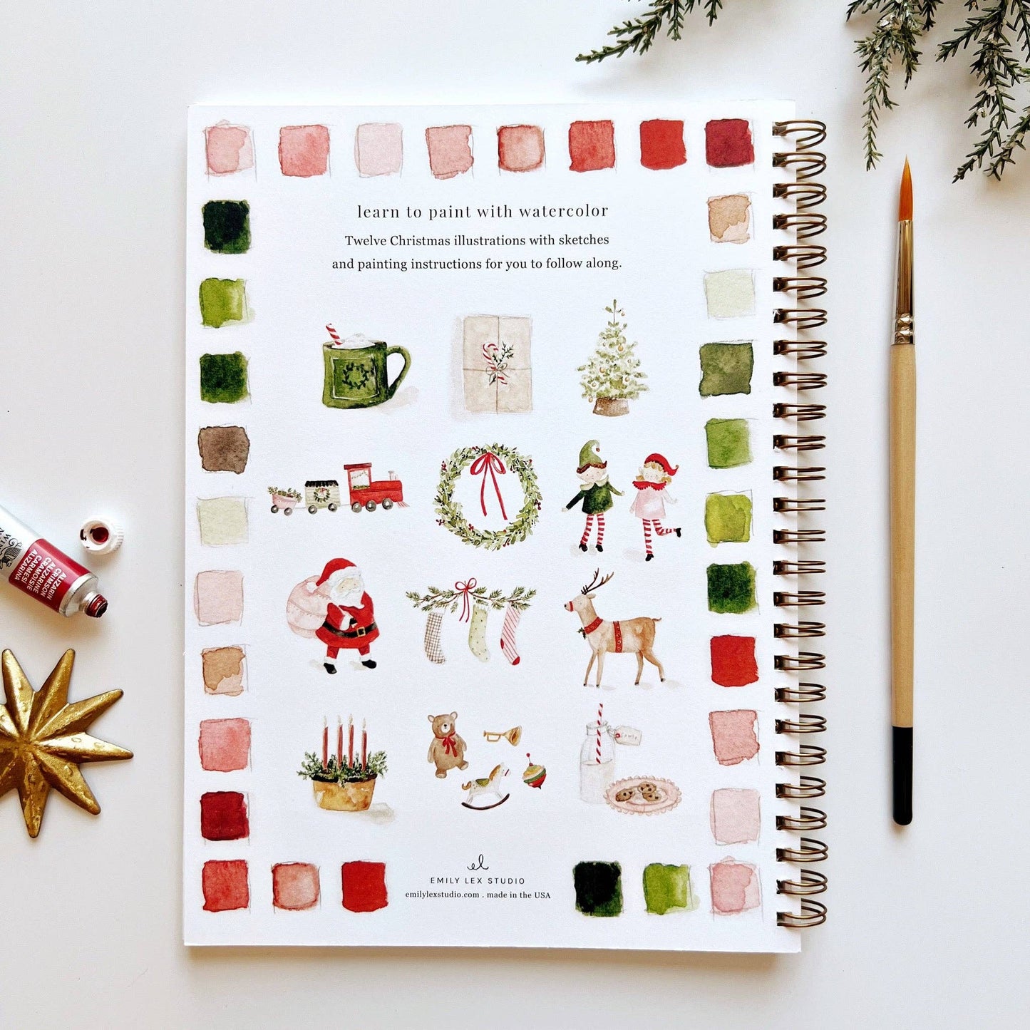 Emily Lex Christmas watercolor workbook