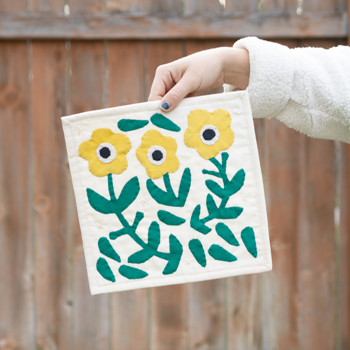 Floral Scene DIY Sewing Kit: Yellow & Green