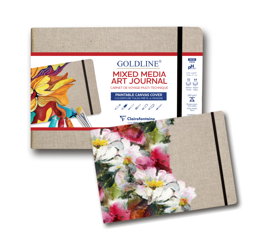 Clairefontaine Goldline Mixed Media Art Journal - 3 Sizes: 6 x 8.25 Medium Landscape
