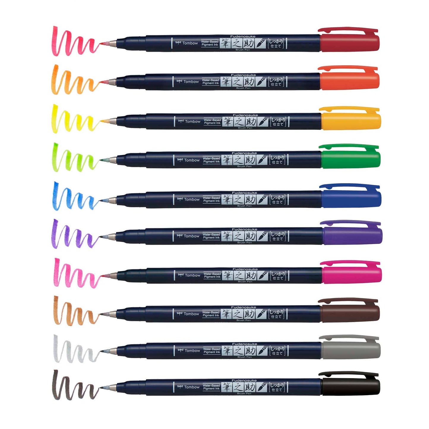 Fudenosuke Colors Calligraphy Brush Pens - 10-Pack