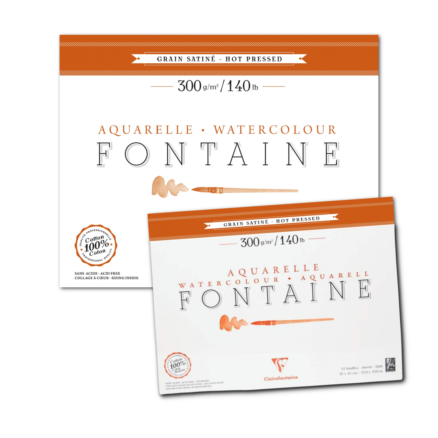 Fontaine Watercolor Paper 300gsm - Hot Press Pads: Hot Press Pad 9.5 x 11.75