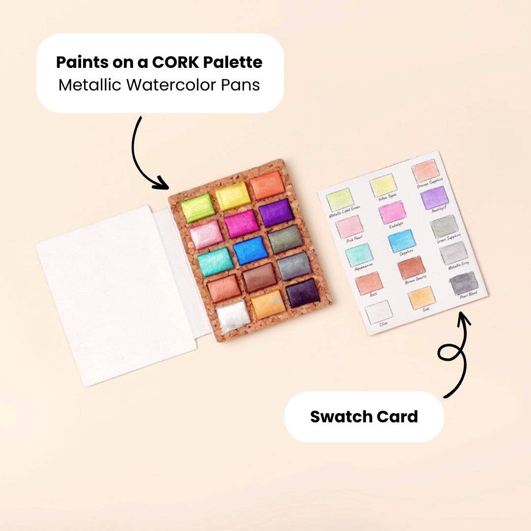 Watercolor Pans - Metallic 15 Colors (Pack of 5) Nano Pallet