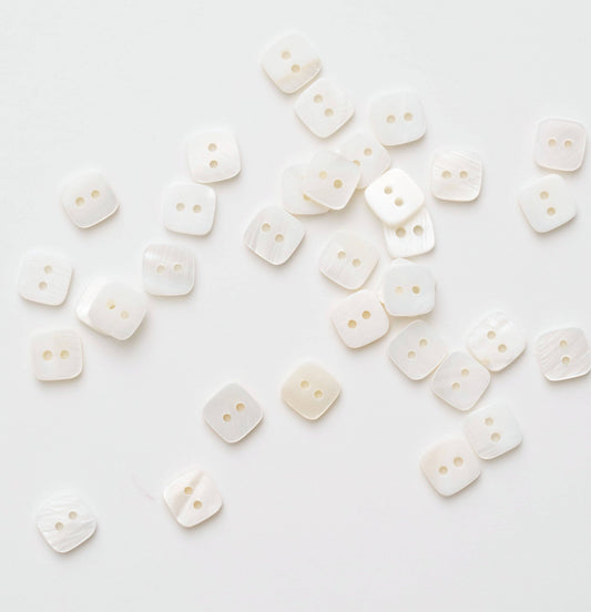 Square Shaped Shell Buttons: Set of 12