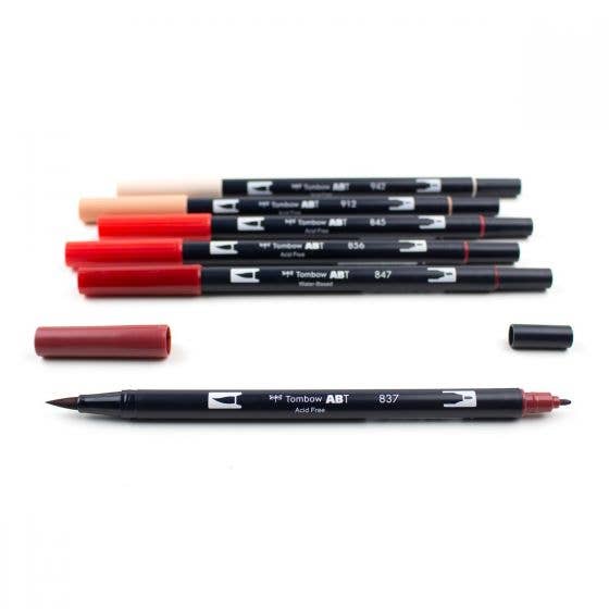 Dual Brush Pen 6 Color Set Red Blendables