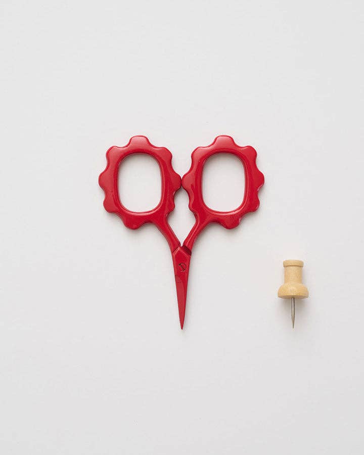 Red Scallop Handle Embroidery Scissors