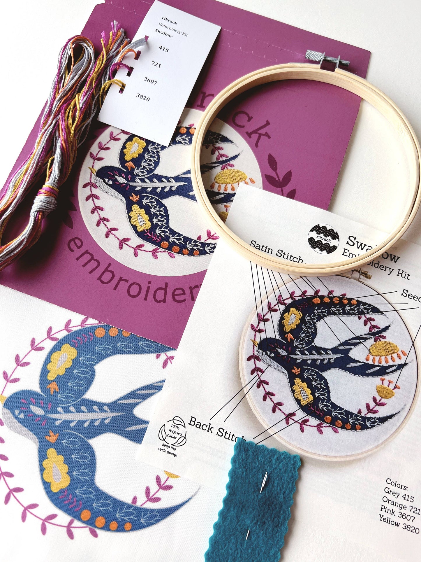 Swallow Embroidery Kit