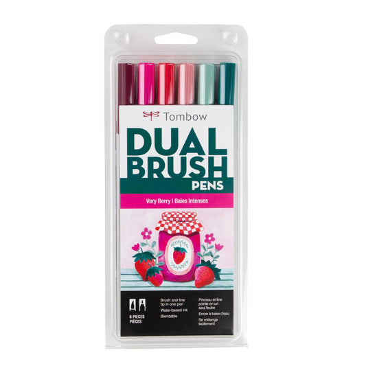 Dual Brush Pen Art Markers, Very Berry, 6-Pack