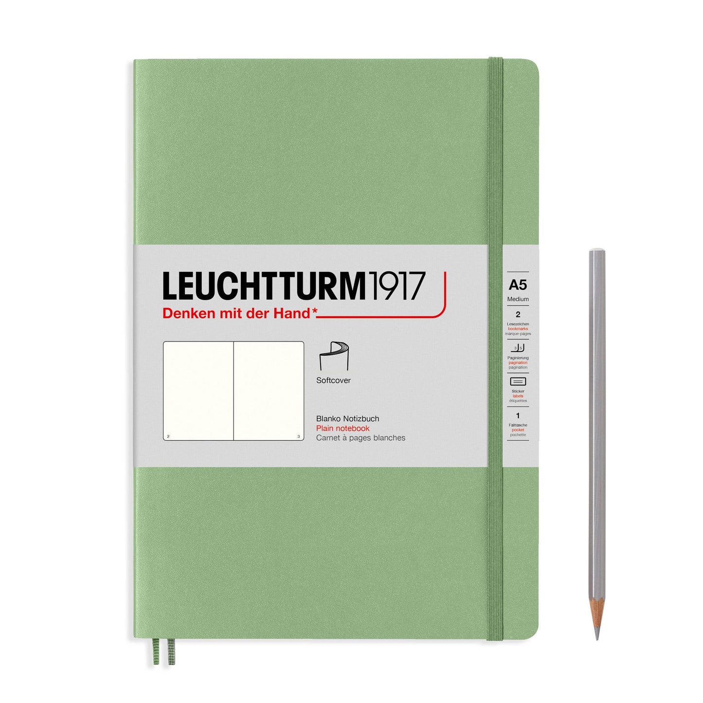 Notebooks - Medium (A5): Sage / Hardcover / Dotted