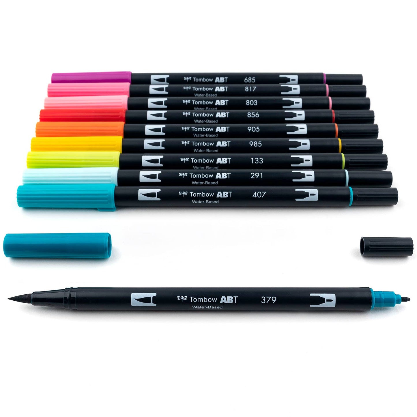 Dual Brush Pen, Tropical, 10-Pack +Free Fudenosuke