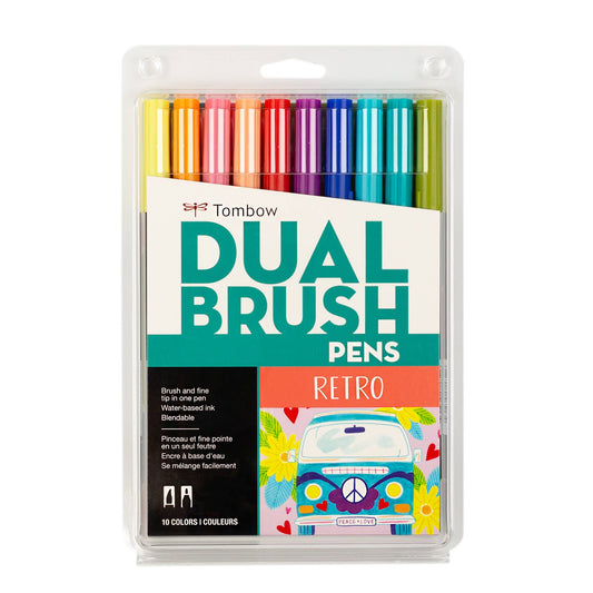 Dual Brush Pen Art Markers: Retro - 10-Pack