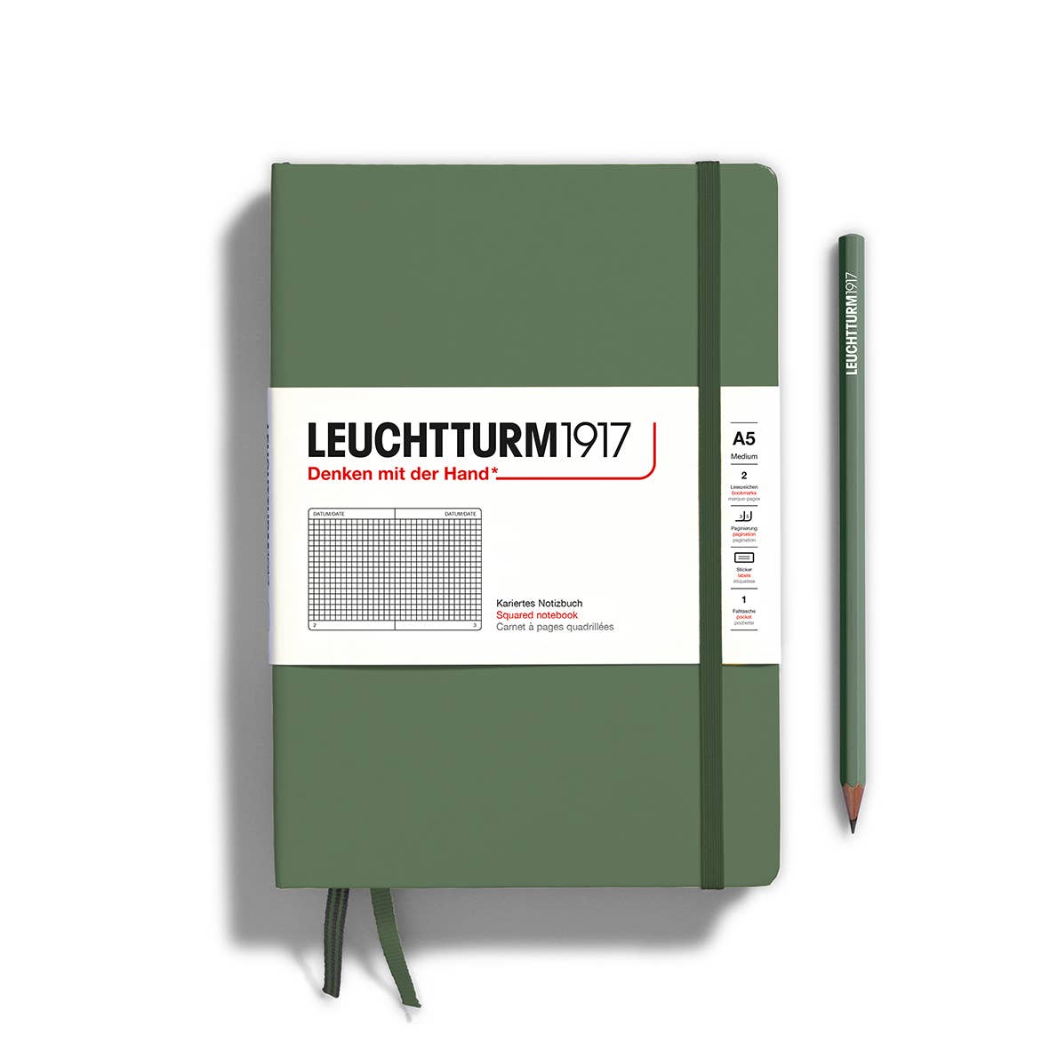 Notebooks - Medium (A5): Olive / Hardcover / Squared