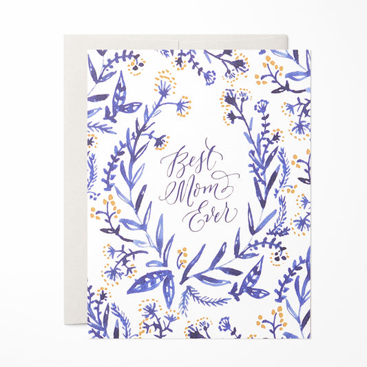 Cobalt & Canary Mother's Day card with blue and yellow floral design, perfect for celebrating moms with elegance.