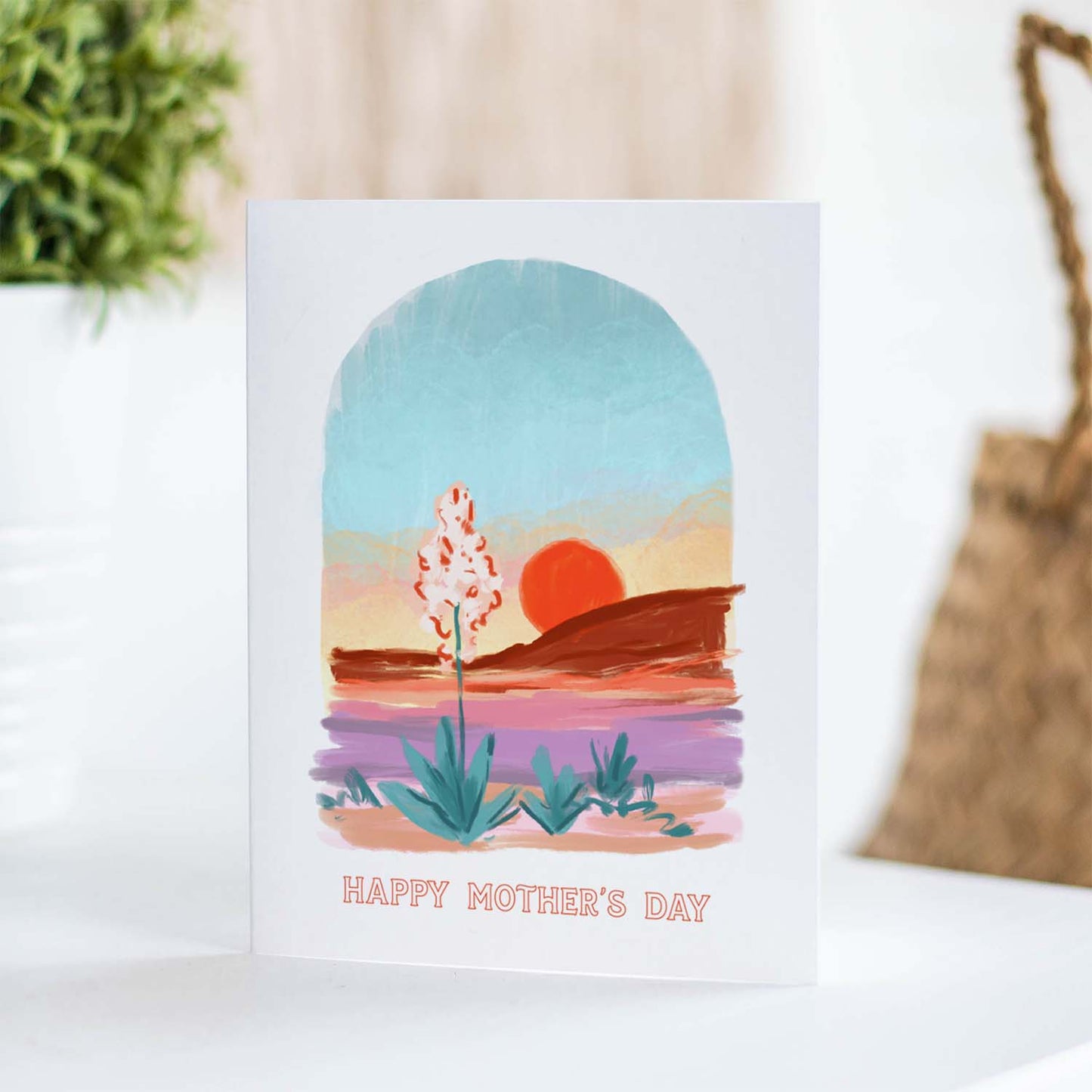 Desert Sunset Mother's Day card with scenic desert views, perfect for moms who appreciate the beauty of desert sunsets.