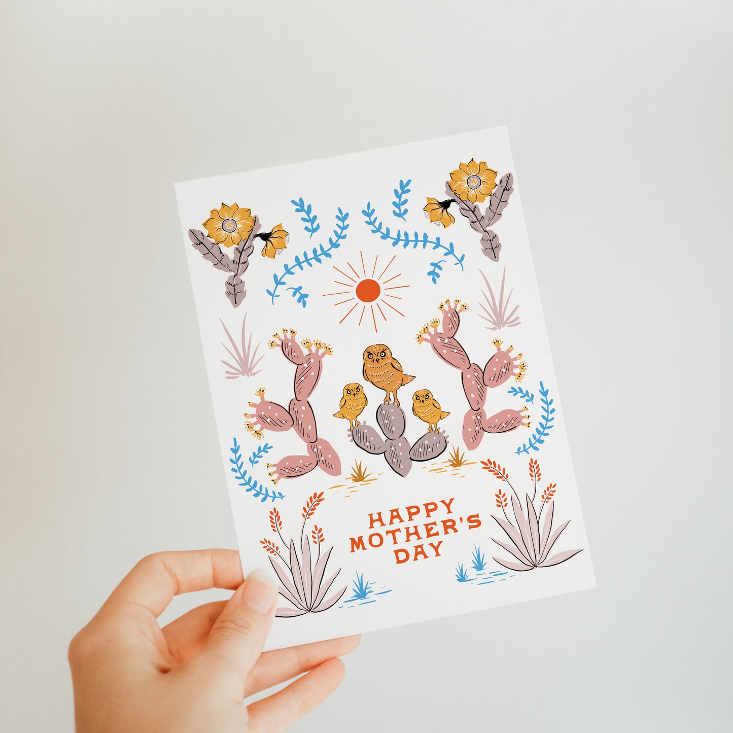 Desert Folk Mother's Day card with Southwestern-inspired patterns, perfect for celebrating moms who love desert motifs.