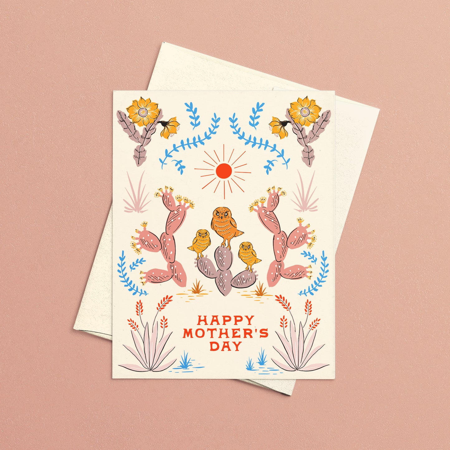 Desert Folk Mother's Day card with Southwestern-inspired patterns, perfect for celebrating moms who love desert motifs.